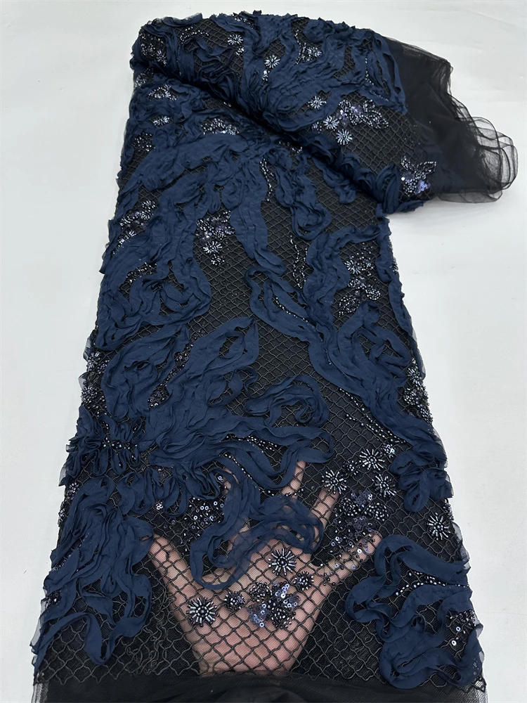 2025 afrikanische Perlen Französisch Luxus Pailletten Tüll Spitze Hohe Qualität Stickerei Pailletten Spitze Bräutigam Stoff Für Abend Party Kleid