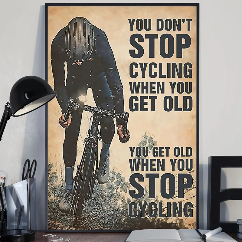 Vintage Motivational Cycling Art Poster Print Sport Bike Wall Art Canvas Painting Retro Inspiring Quotes Picture Home Decor