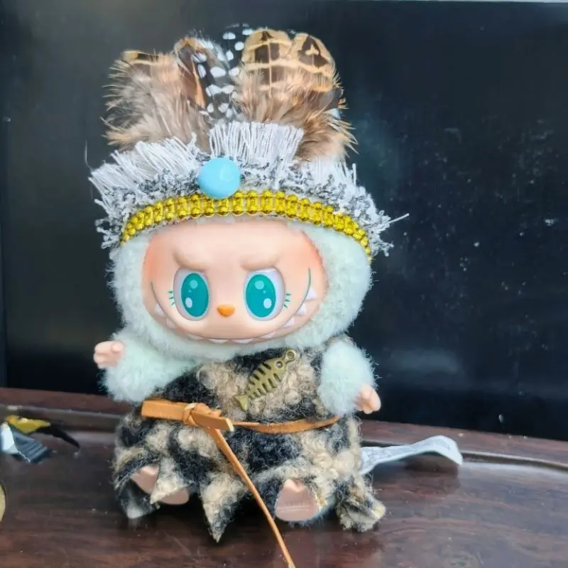 Pakaian Labubu Eksplorasi Liar, Pakaian Suku untuk Boneka Vinyl Plush Generasi 1-3, Dekorasi Gantungan, Set Petualangan, Pakaian Labubu Kreatif
