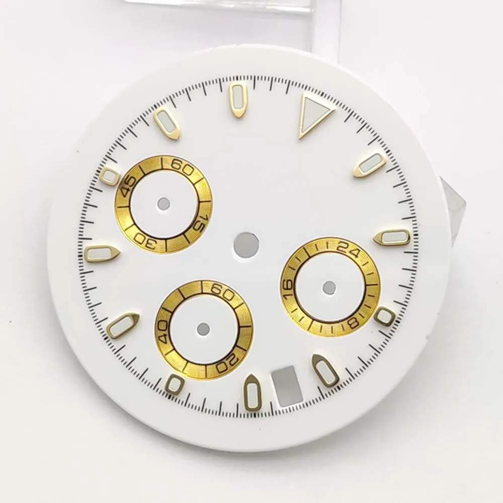 Mostrador cronógrafo estéril de três olhos de 32,5 mm compatível com movimento de quartzo VK63 com mostrador em escala