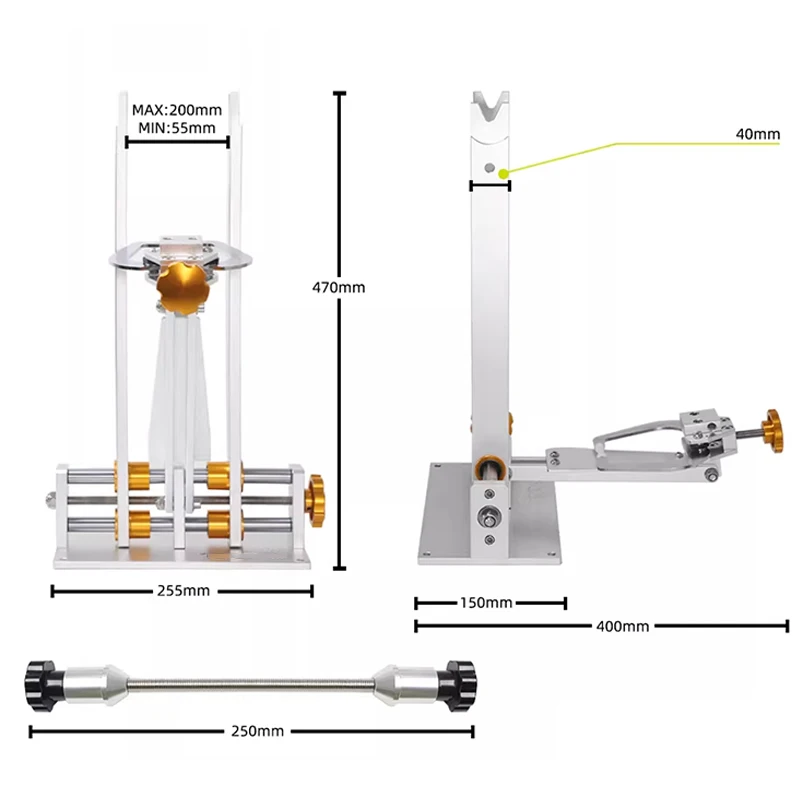 Bicycle Wheel Truing Stand with Dial Gauge Wheel Alignment and Repair Tool Compatible with Quick-Release and Thru-Axle Systems