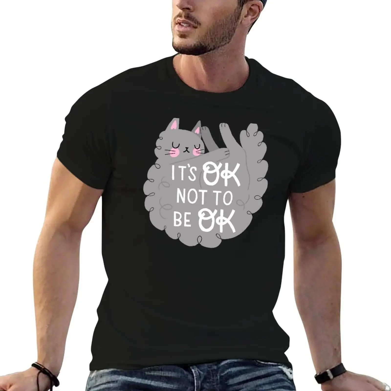 

It's OK Not To Be OK Gray Sleepy Cat T-Shirt Louboutins custom t-shirts summer shirt new gifts and t-shirts luxury clothes men