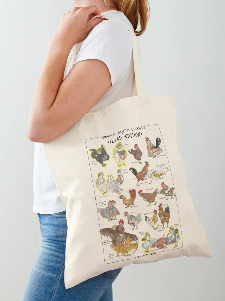 

Greek Myth Chickens - COLOUR Iliad Edition (no background) Tote Bag Canvas Shopper bag cloth bag woman