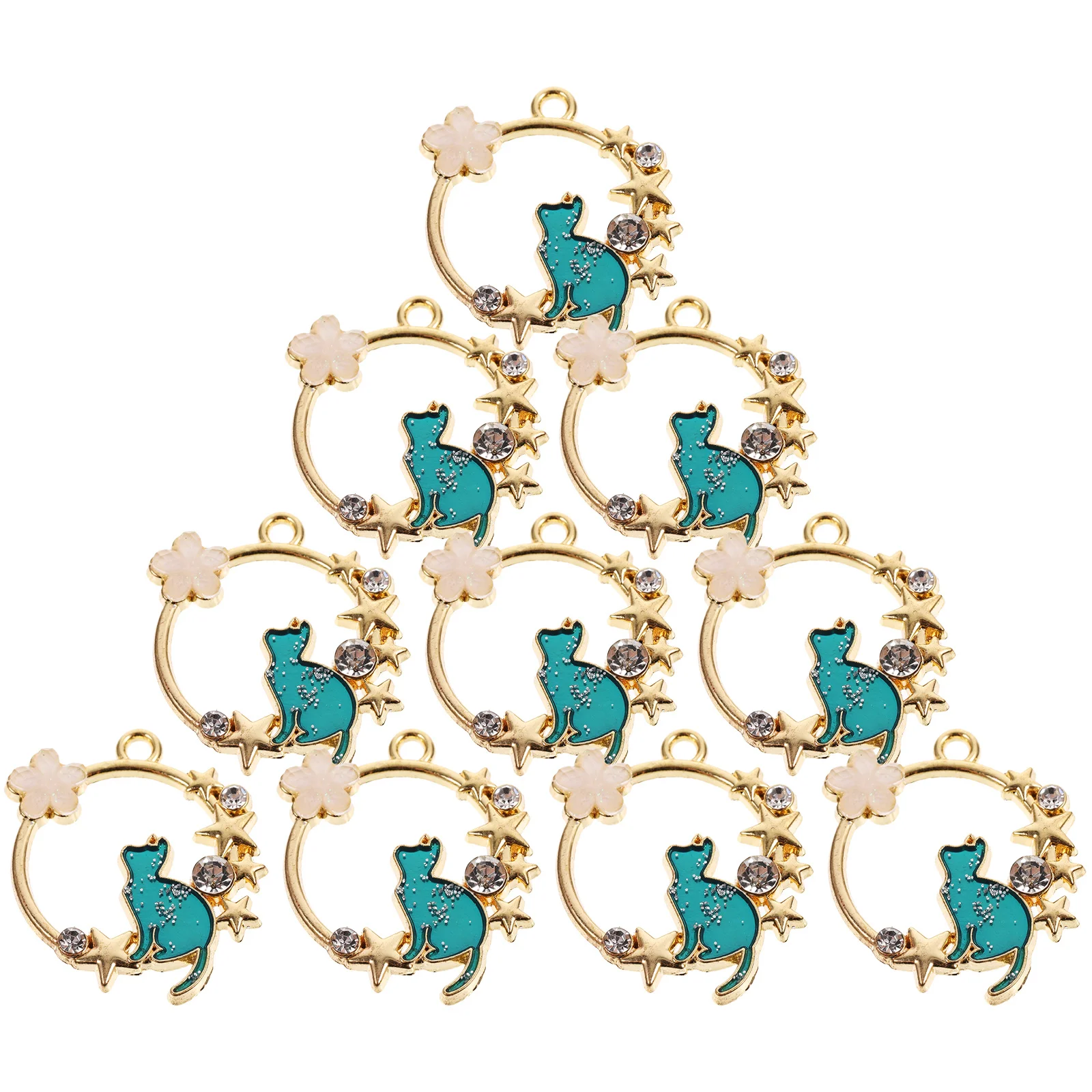 

10Pcs Cat Modeling Charms Wear-Resistant Alloy DIY Jewelry Making Pendant Decorative Craft Supplies for Necklace Bracelet
