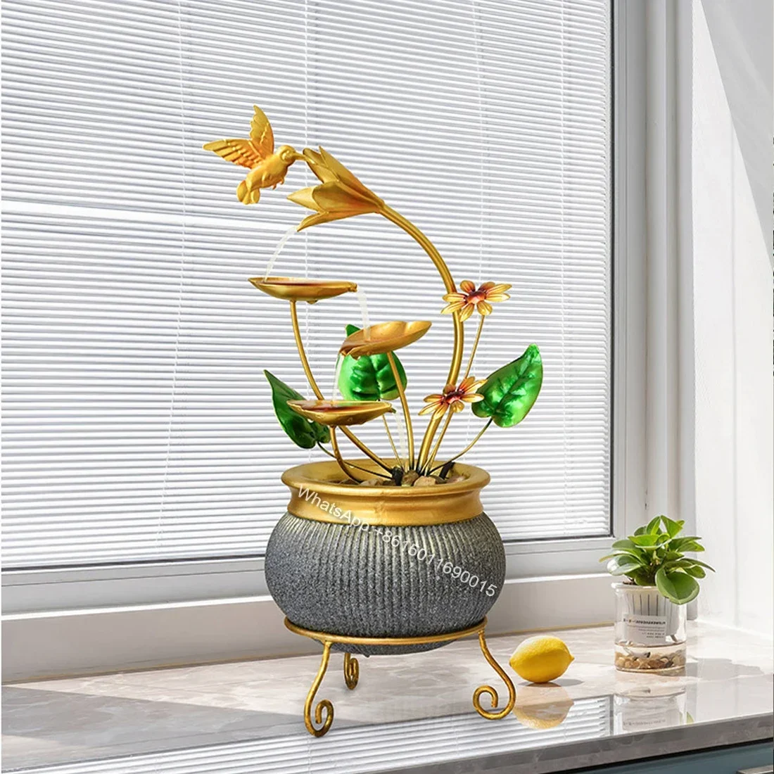 Creative Water Fountain Feng Shui Wheel Ball Water Cycle Decoration Desktop Humidifier Water Feature Small Rockery Gift