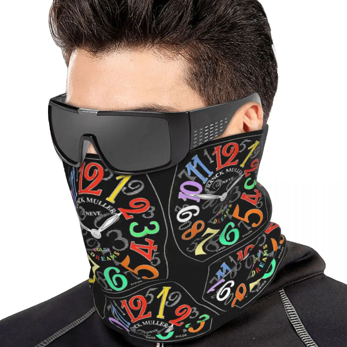 Franck Muller Color Dreams Hand Drawn Watch Face Multifunctional Elastic Neck Gaiter Dust Proof Face Cover Bandana Cycling