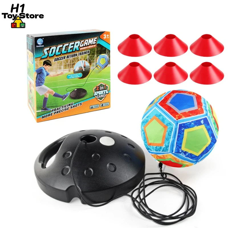 Soccer Rebound Trainer with 2 Goals Kids Football Practice Set for Dual Player Competition Outdoor Sports Training Toy
