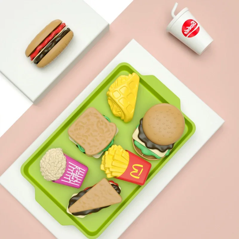 9 個セット取り外し可能なプラスチックスナックハンバーガーごっこおもちゃキッズキッチンままごと食品おもちゃ