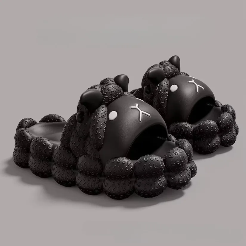 

Летние домашние тапочки, женские сандалии Kawai с овечьим облаком, шлепанцы, пляжные шлепанцы, домашняя повседневная комнатная обувь, женская и мужская обувь на платформе, 2025