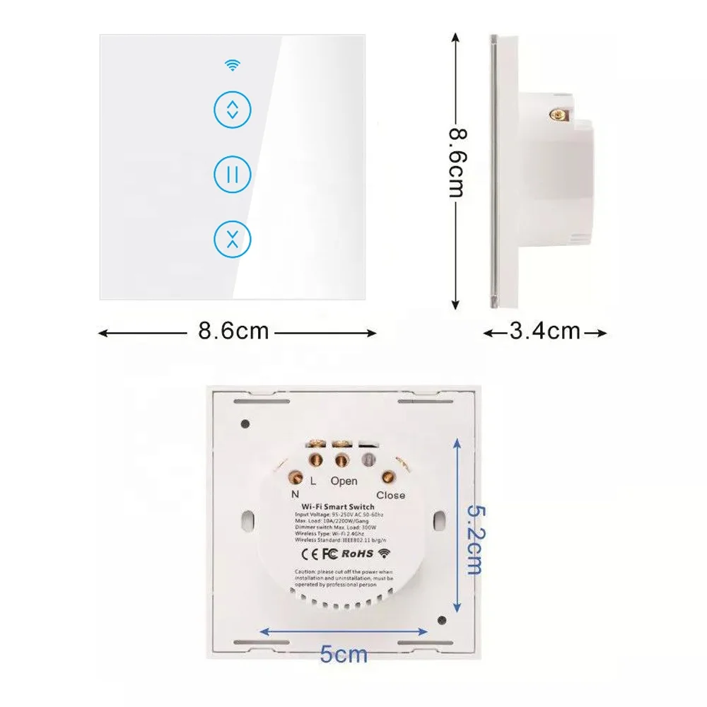 EU UK  WiFi Roller Shutter Blinds Wall Switch Support   Home WiFi Controlled Curtain Switch Smart Curtain Switch