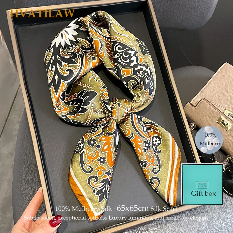 New New 100% Real Silk Scarf Women Bandana 65cm Square Scarves Wrap Kerchief Fashion Luxury Summer Beach High Quality Hijab Gift Box - Aliexpress Deal