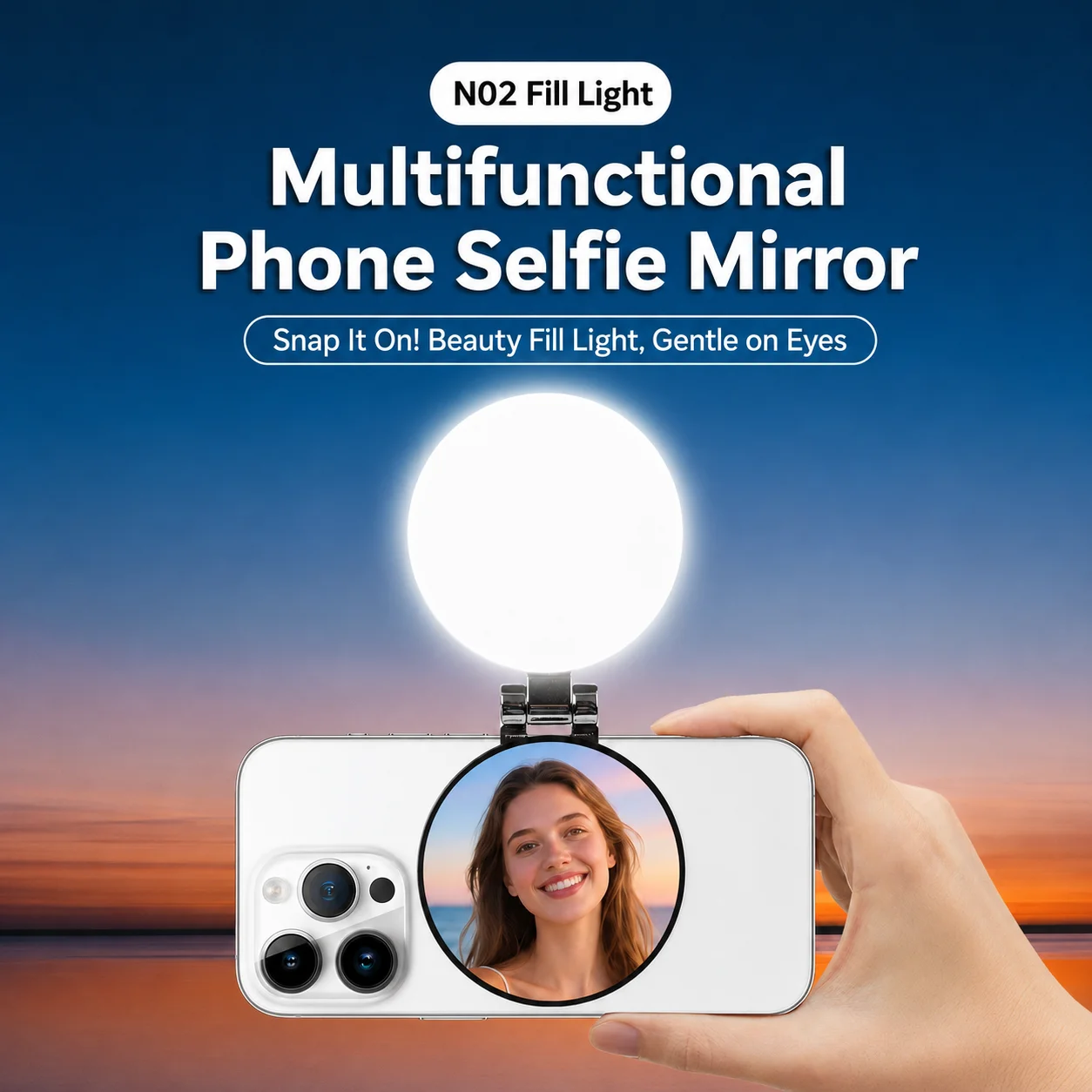 Luz de relleno para selfies con espejo 270 °   Lámpara de Anillo LED Giratoria Inclinable, Luz Portátil Recargable para Teléfono, Ideal para Selfies, Vlogs y Maquillaje