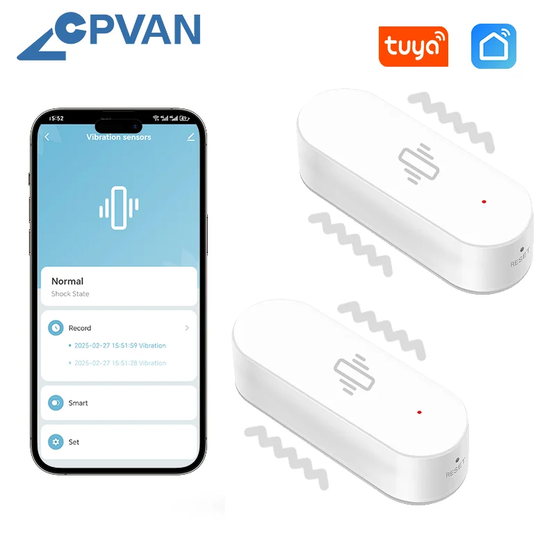 

CPVAN Tuya Smart vibration Sensor Detector for home Security Protection System Wireless WIFI sensor motion Shock Alarm
