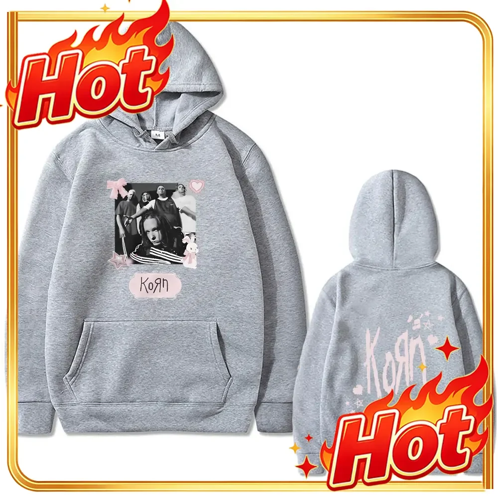 Rock Band Korn Vintage Oversized Hoodie Men Women Funny Kawaii Cute Pink Merch Hoodies Male Alternative Nu Metal Music Pullover