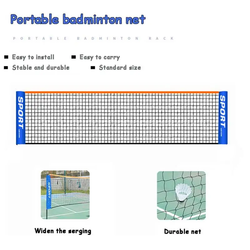 Portable Pickleball Net & Badminton Net Indoor & Outdoor Multi-Sport Pickleball Net Weather-proof Pickleball Mesh Net Tools Free