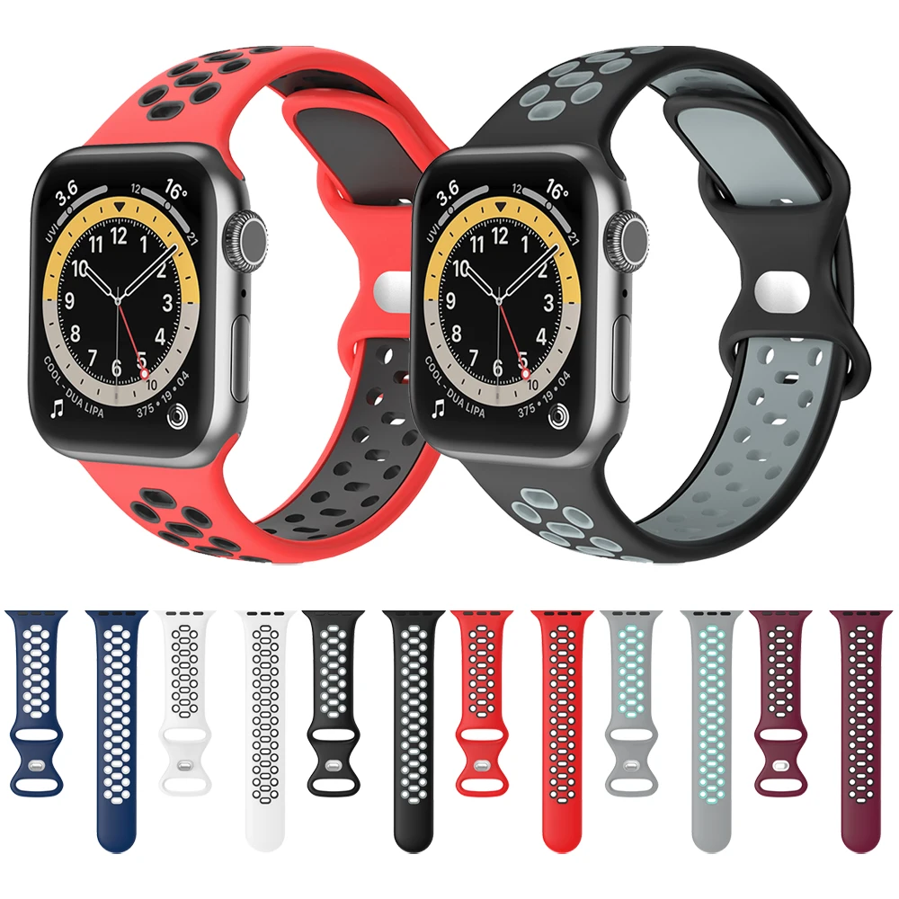 For Apple Watch Band 42MM 44MM 38MM 40MM Women And Men Soft Silicone Replacement Strap For IWatch Series 6 5 4 3 2 1 SE bands