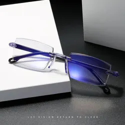 2024 Frameless Diamond Cut Anti Blue Light Universal Presbyopia Glasses For Men And Women Reading Glasses