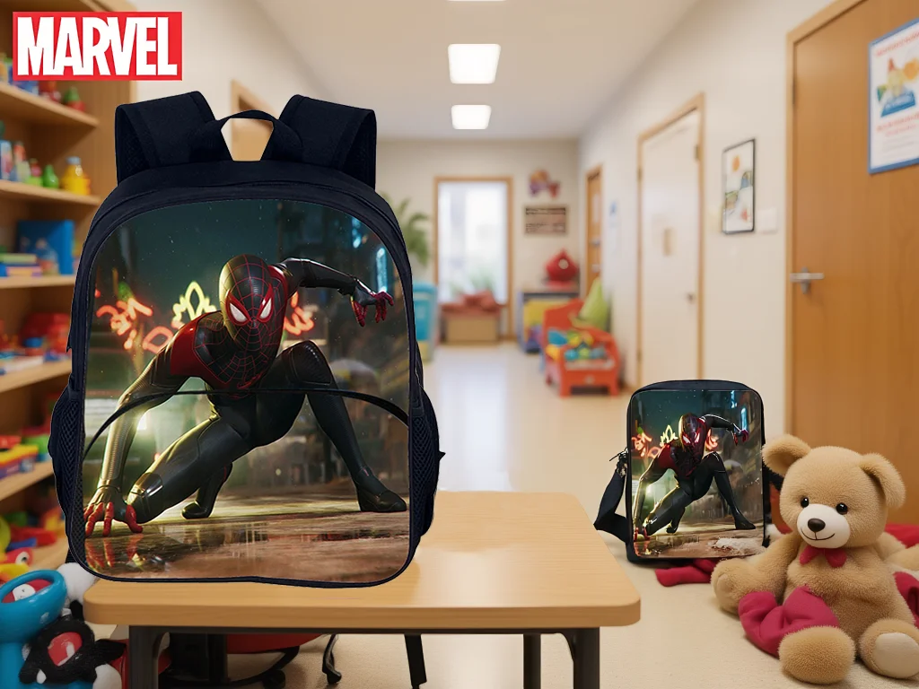 

Spider-Man Multifunction Elementary Kid Backpack 2 in 1 Set-Big Rucksack and Marvel Side Bag for Unisex Boy Girl