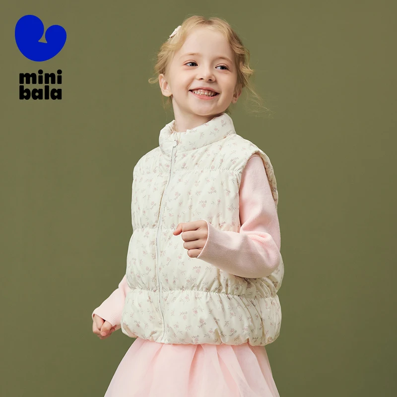 

Mini Bala Girls Down Vest 2025 Winter New Threeproof Waterproof Windproof Thermal Sleeveless Coat