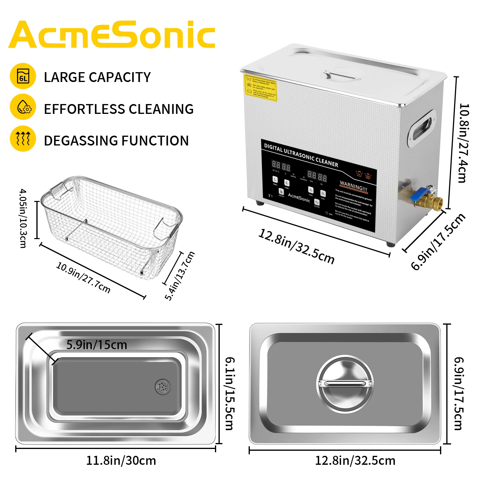 ACMESONIC Manufactory 40kHz 180W Erupe Popularna myjka ultradźwiękowa C630 6L