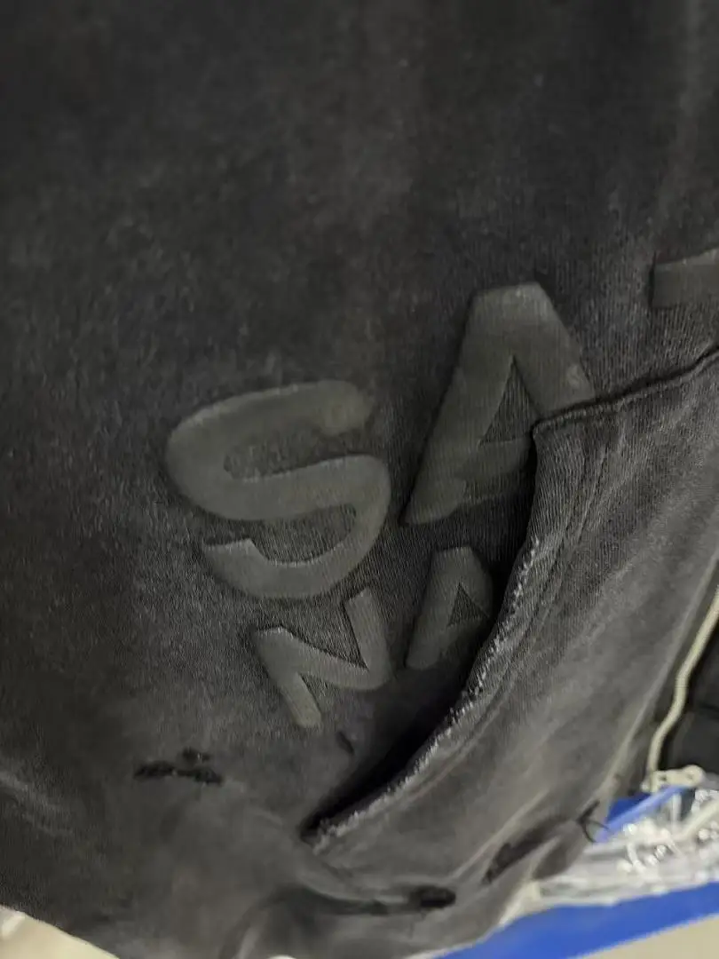 2027ss Satoshi Nakamoto S Men's Black Elliott Distressed Logo Zip Hoodie