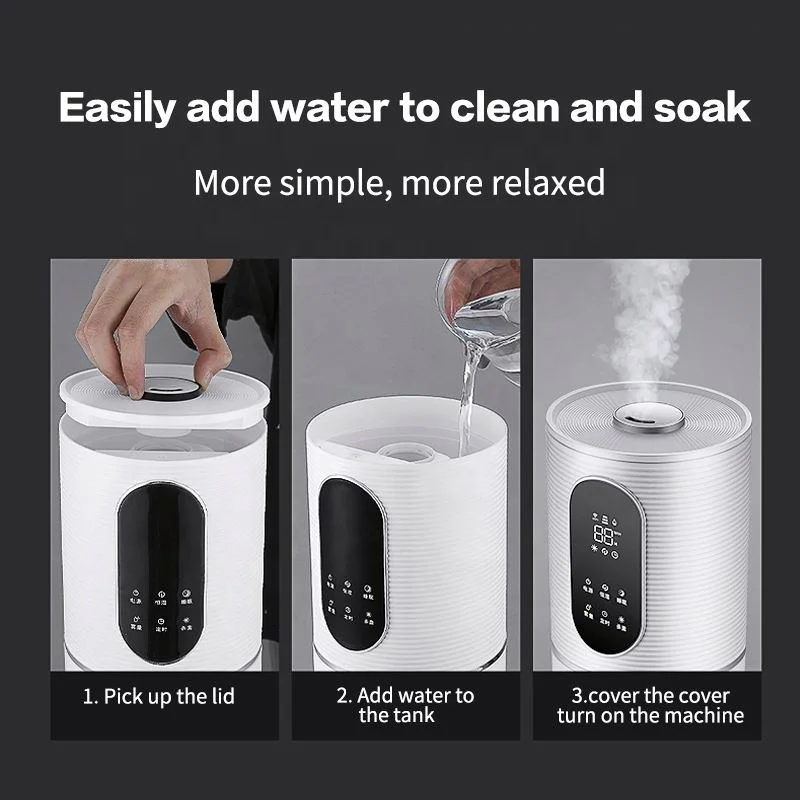 8L Large Capacity Electric Floor-standing Cylinder Humidifier Silent Pump Plastic Design for Home Use Humidistat Humidity