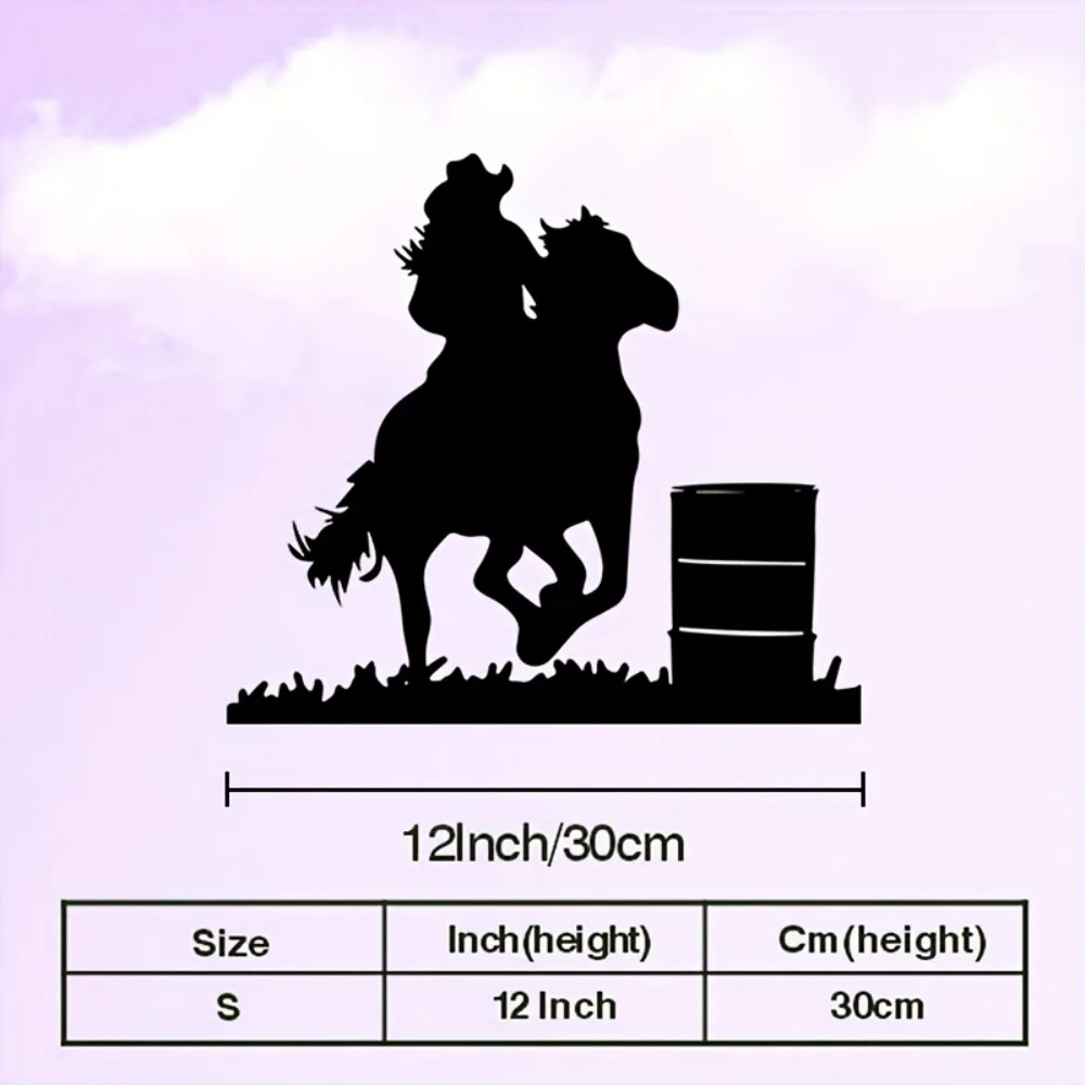 1pc Western Barrel Racing Metal Wall Art Outdoor Horse Decor Gift for Racers