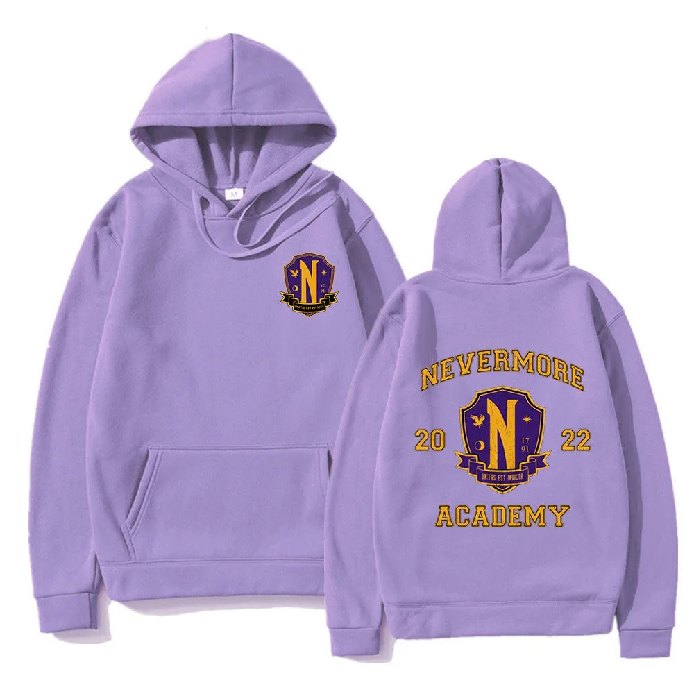 Nevermore Academy Hoodie Wanita dengan Pola Pullover Musim Dingin Wanita Baju Kawaii Hoodie Fashion Wanita Lucu Addams Rabu