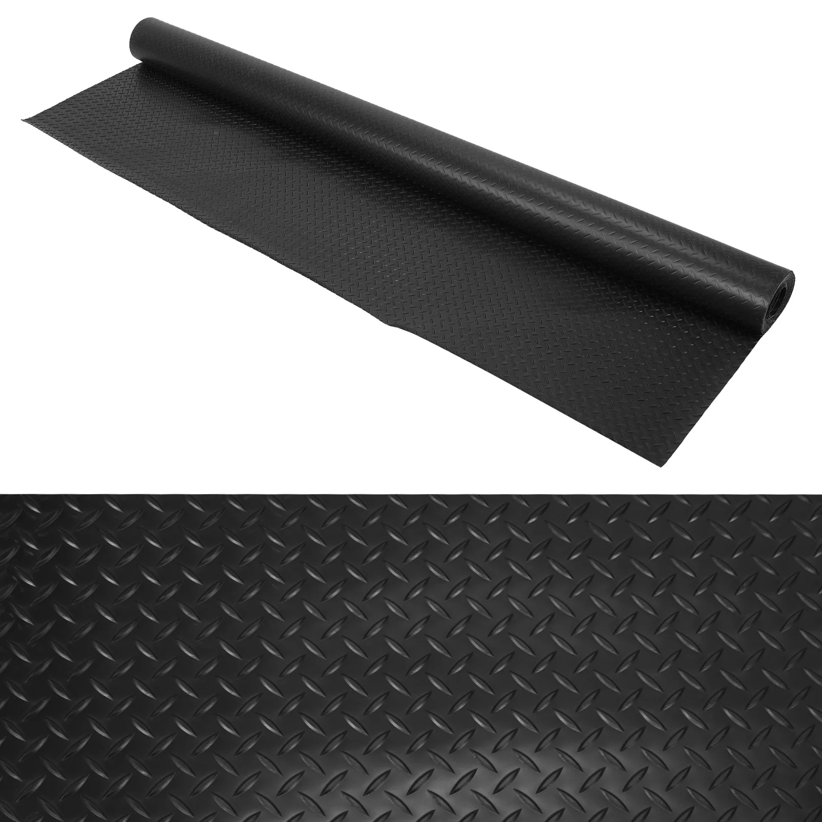 

7.9x21/32.8 FT Garage Floor Mat 2.5mm Golf Cart Parking Mat Diamond Plate PVC for Truck Trailer SUVs Van Golf Cart Motorcycle