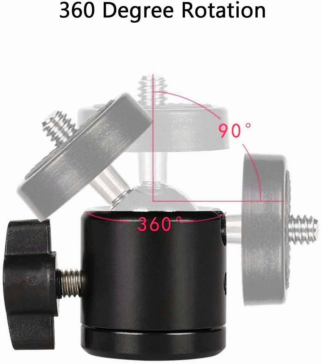 Trípode de cabeza esférica de 1/4 pulgadas, adaptador de Base de montaje giratorio 360 para cámara DSLR, monopié, soporte de luz para videocámara