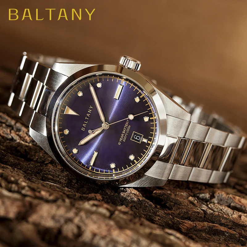 Baltany S4041 39MM Quartz Dress Watches Man Enamel Dial Wristwatches Sapphire Crystal Stainless Steel Bracelet Sports Wathes