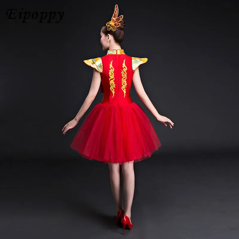 National Chinese Style Drumming Costumes for Men and Women Adult Yangko Clothing Drummer Drums