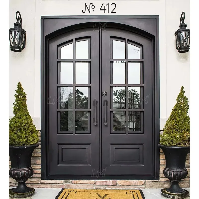 Medieval Style Cast Iron Double Security Wrought Iron Entrance Door Villa Gate Hotel Exterior Front Door
