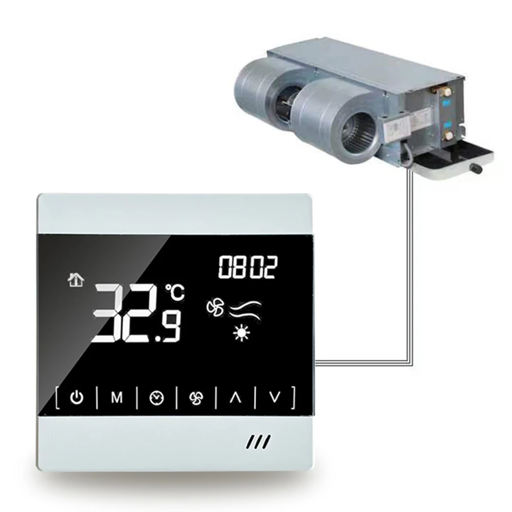 Compact fan coil thermostat for central fresh air system suitable for LCD display installation hole distance 60mm