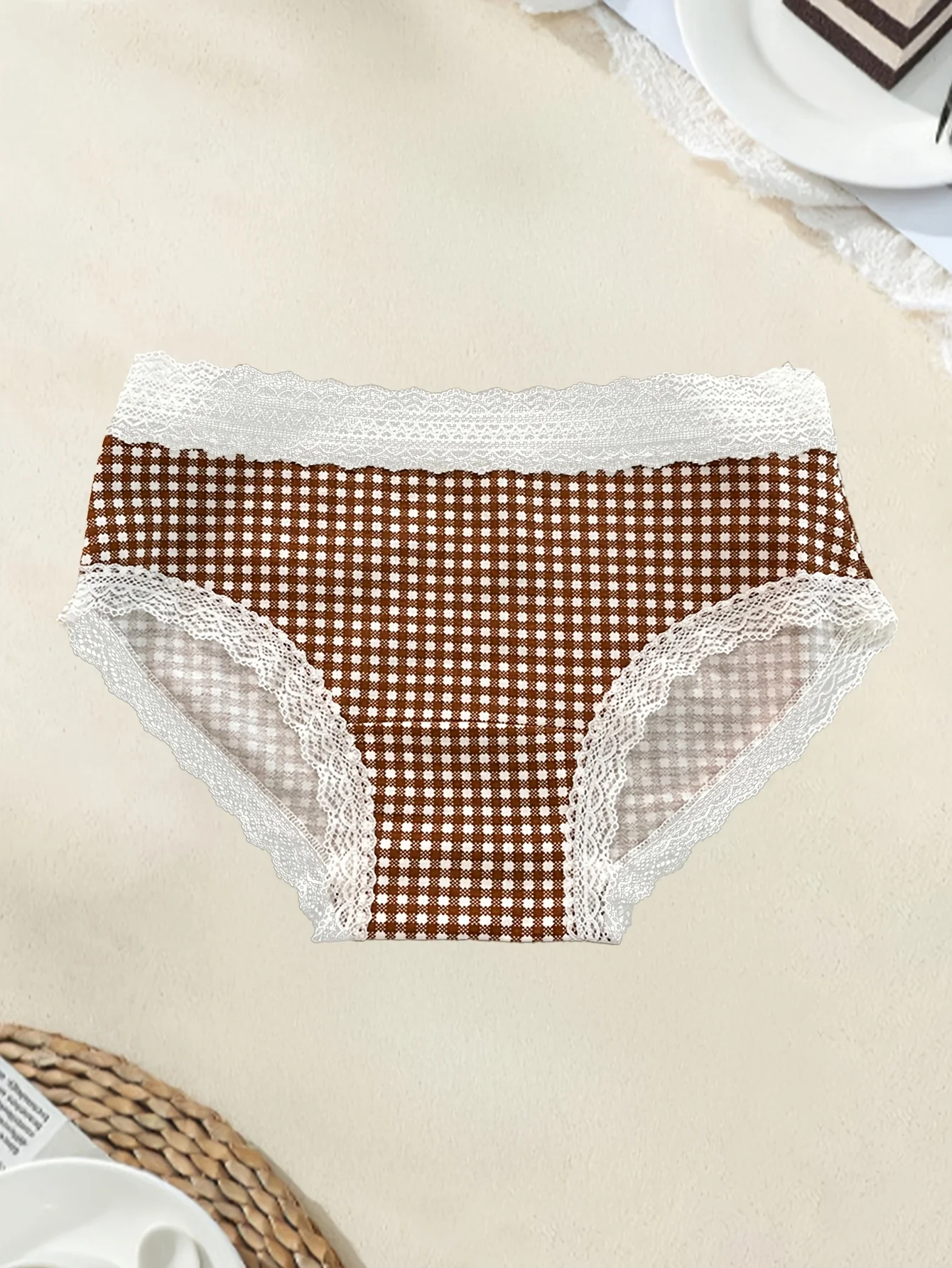 5 قطع سراويل داخلية نسائية بطبعة زهور ملابس داخلية من الدانتيل بتصميم عتيق ملابس داخلية رياضية غير رسمية منتصف الخصر سراويل نسائية مريحة وناعمة