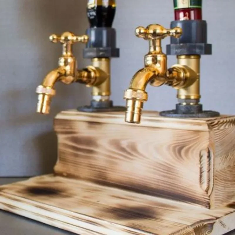 

Wine Dispenser Wooden Faucet Holder Vertical Cocktail Whisky Beer Alcohol Liquor Rack Stand Dispenser Bar Tool Alcohol Divider