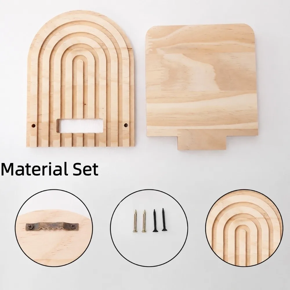 Threaded Structure Wall Plant Holder Solid Wood Handmade Wooden Wall Shelf Multi Tier Multi Layer Design Wall Display Shelf