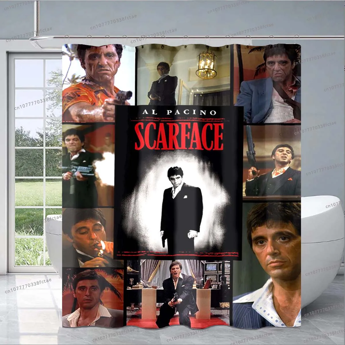 Movie Scarface Tony 3D Shower Curtain Retro Classic Horror Movie Shower Curtain Adult Bathroom Fashion Decorative Shower Curtain