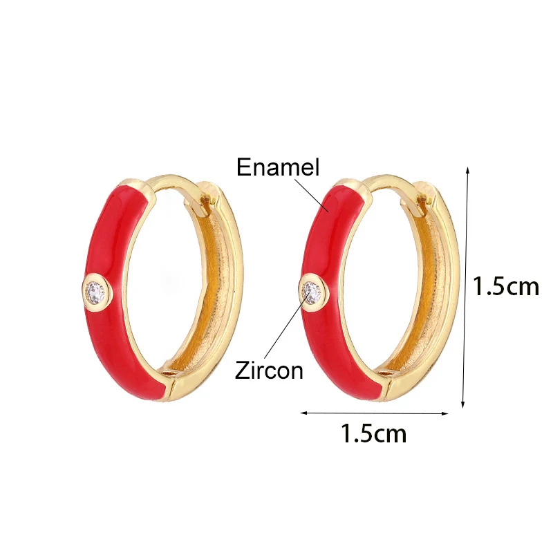 New Stainless Steel Multicolor Enamel Hoop Earrings Cute Crystal Zirconia Small Huggie Cartilage Helix Tragus Piercing Jewelry
