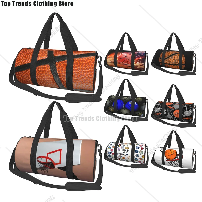 

Basketball Hoop Travel Bags Men Fitness Handbag Cylinder Shoulder Bag Women Large Travel Tote Luggage Bag Gym Handbags
