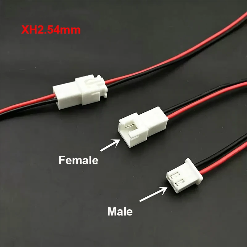 XH2.54mm PH2.0mm MX1.25mm 2P Terminal Power Wire Male Female In-line Mating Connector Cable Assembly 10cm 20cm Length Optional
