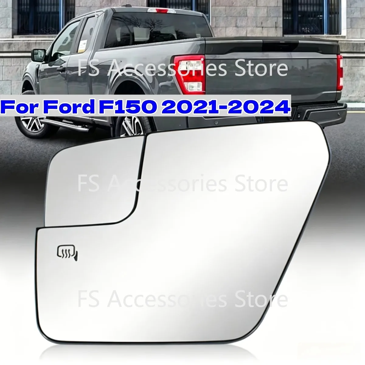 For Ford F150 2021-2024 Left /Right Side Wide Angle Heated Mirror Glass Side Door Rearview Wing Mirror Backing Plate FO1324204