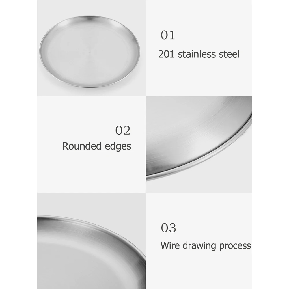 Stainless Steel Plates Dinner Plates Reusable Metal Dinner Dishes Portable Feeding Serving Tableware for Outdoor Camping Picnic - Image 5