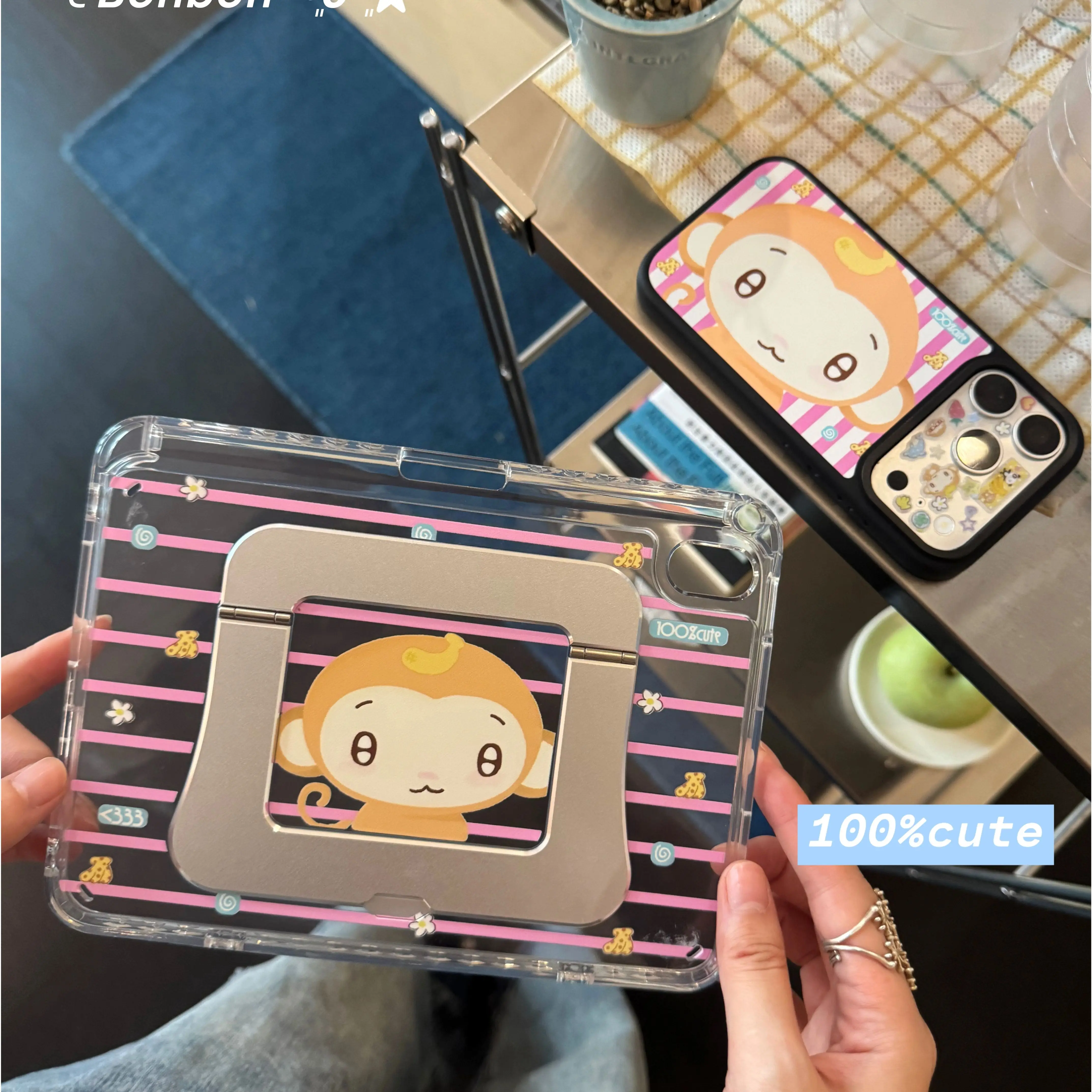 Stripe Monkey Cat Acrylic Cover For iPad 10th 11th Gen 2025 7/8/9 10.2'' Case For Air 4 5 6 7 11 For Air 2 9.7 Pro 11 Mini 6 7