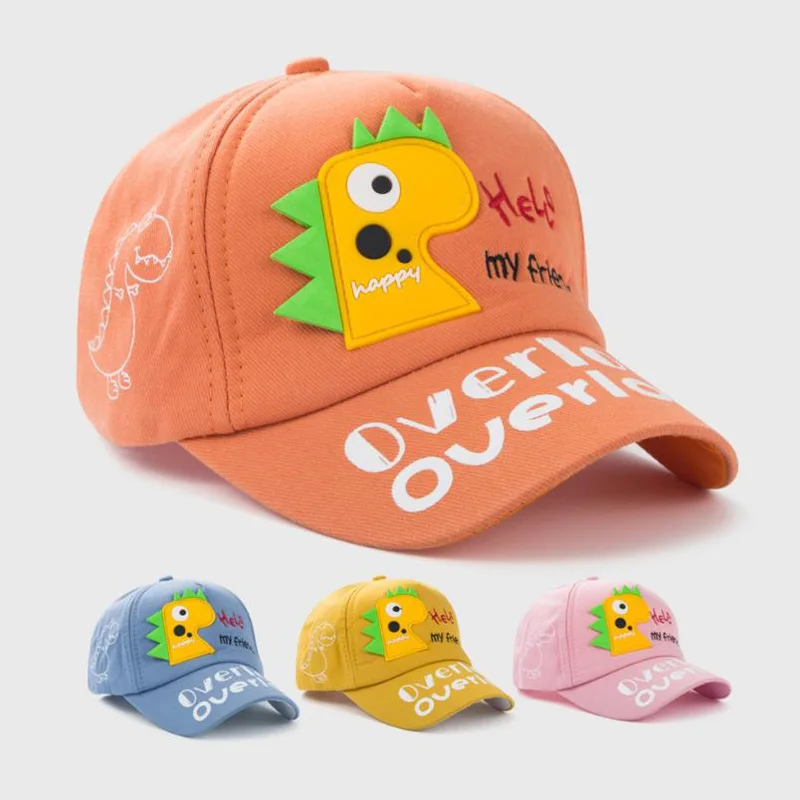 Doitbest Summer Children Baseball Cap Boys Girls Cartoon Dinosaur Snapback mesh Kids Hip Hop Hat Sun cap For 2 to 8 Years old