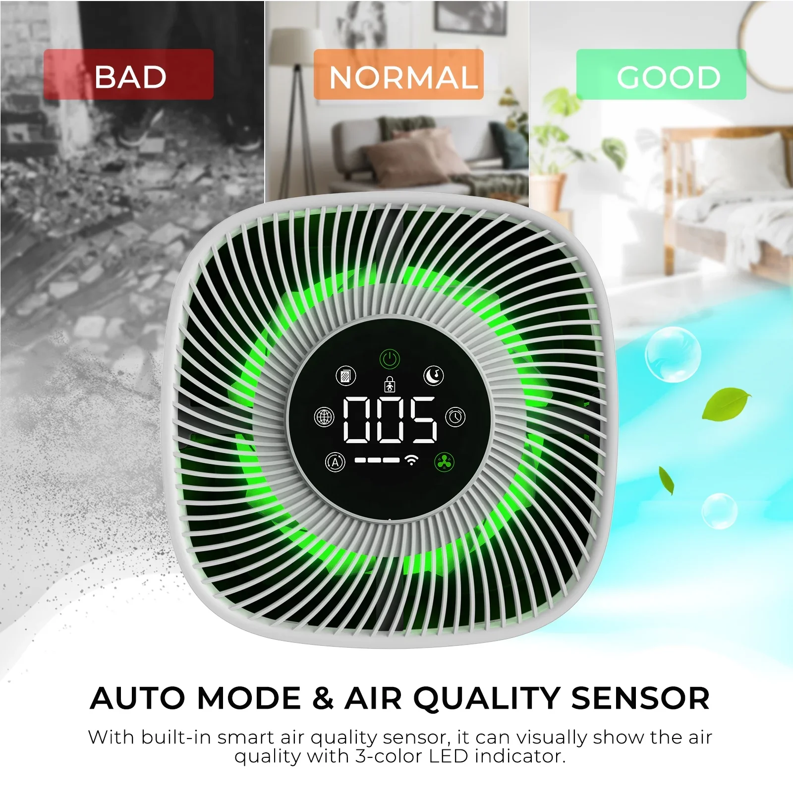 2021 Newest Air Purifier Portable Dehumidifier with air purifier Smart Control by Alexa Tuya Google Assistant and Remote