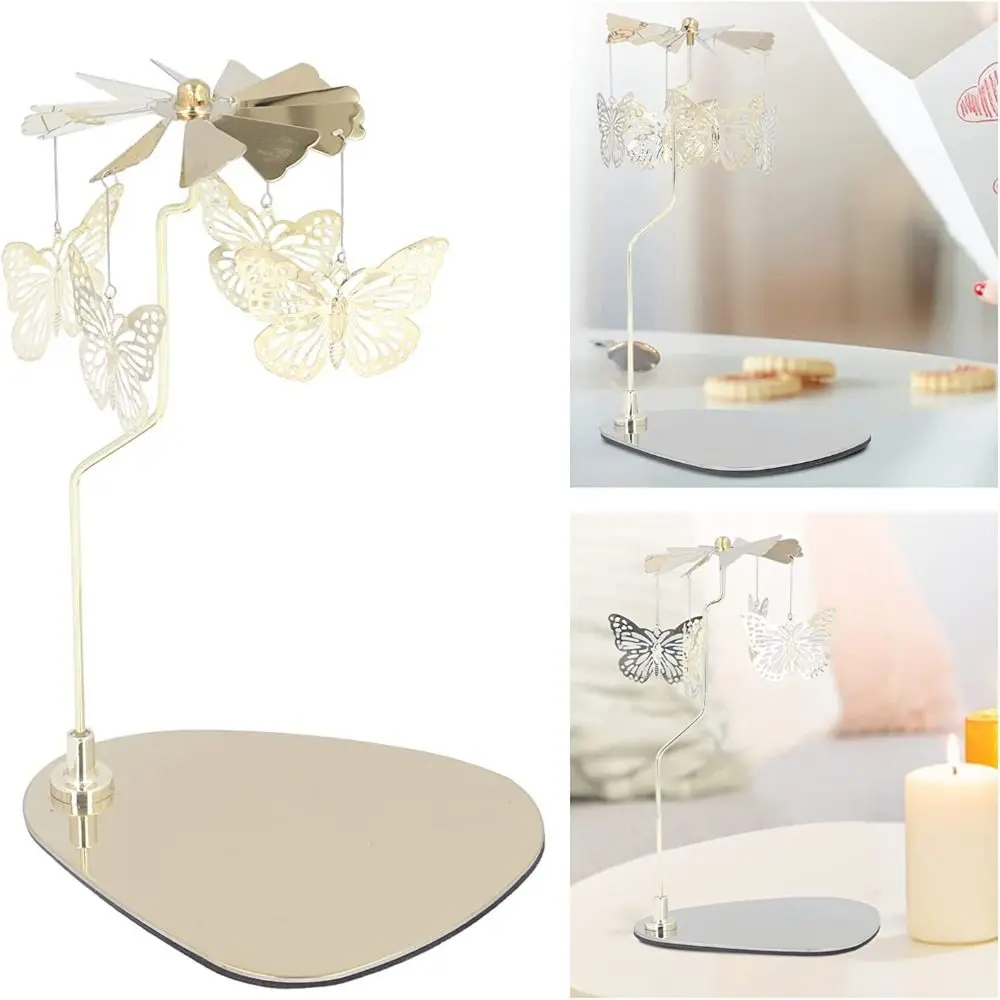 Steel Candle Holders Rotating Candle Holder Candle Stick Holder Tray Spinning Candle Rotary Holder Carousel Candle Spinner