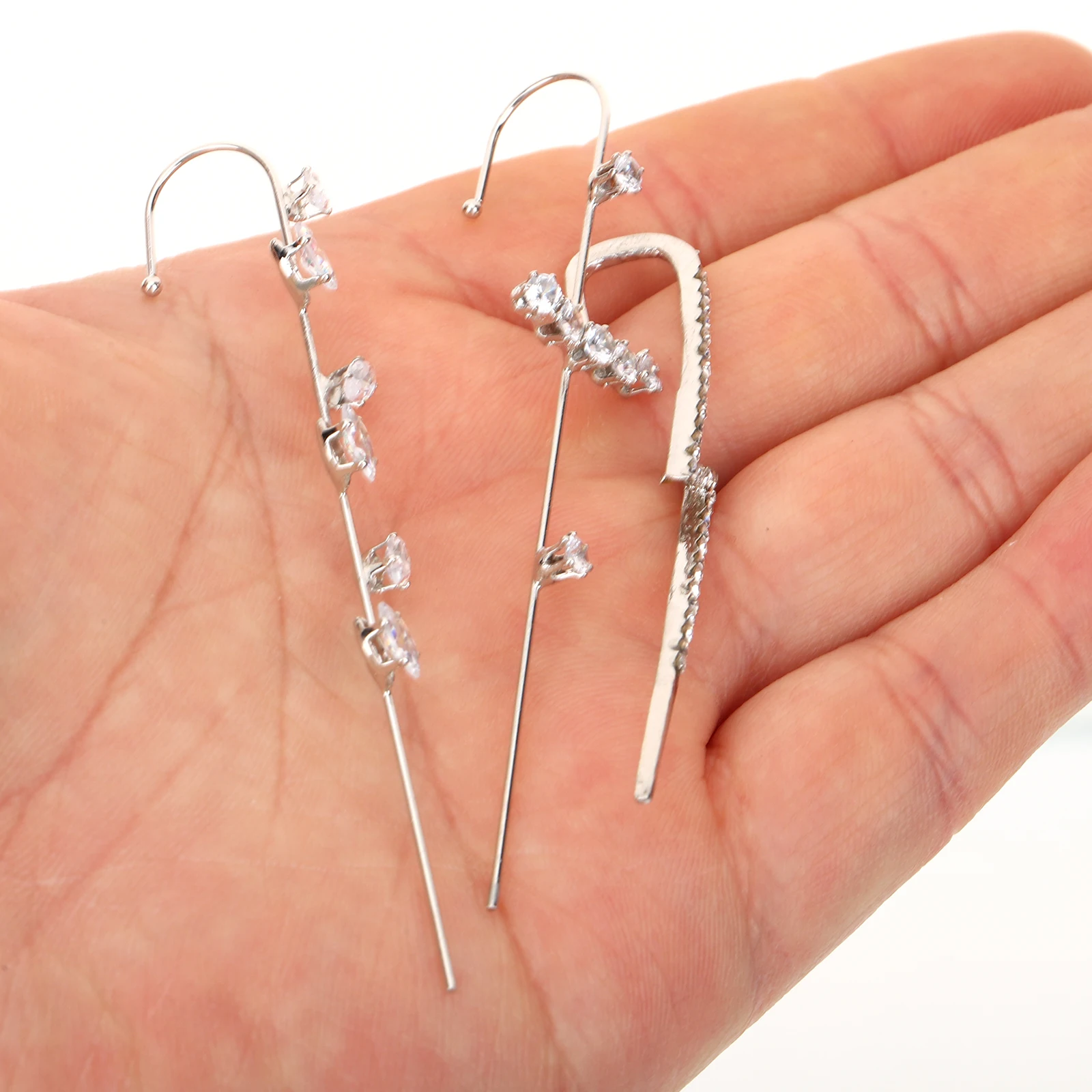 

6pcs Rhinestones Ear Clip Ear Cuff Hook Clip On Earrings For Women Non Piercing Crystal Punk Fashion Jewelry Stylish