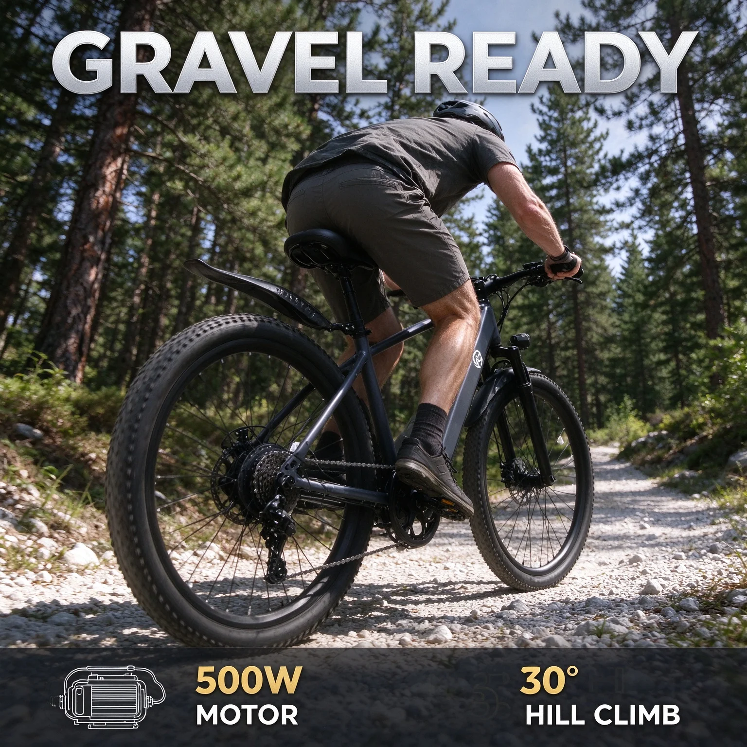 Adventure Adult Ebike 24 Inch Tire,500W Motor,48V Power Supply,7-Speed Shift,Venus2 Display,5 Power Levels,LED Headlight,Bonus Mudguards & Tool Kit,Built for Overlanding & Camping RV Trips, Powerful for Hill Climbing Trails