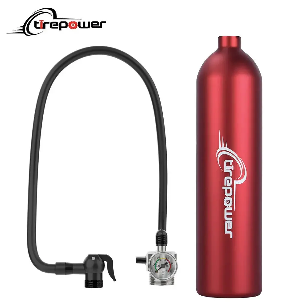 Ctrepower Tyre Air Bottle Tire Booster with Valve Gas Cylinder Pressure Gauge For Bike Vacuum Tubeless Tire MTB Road RoInflator